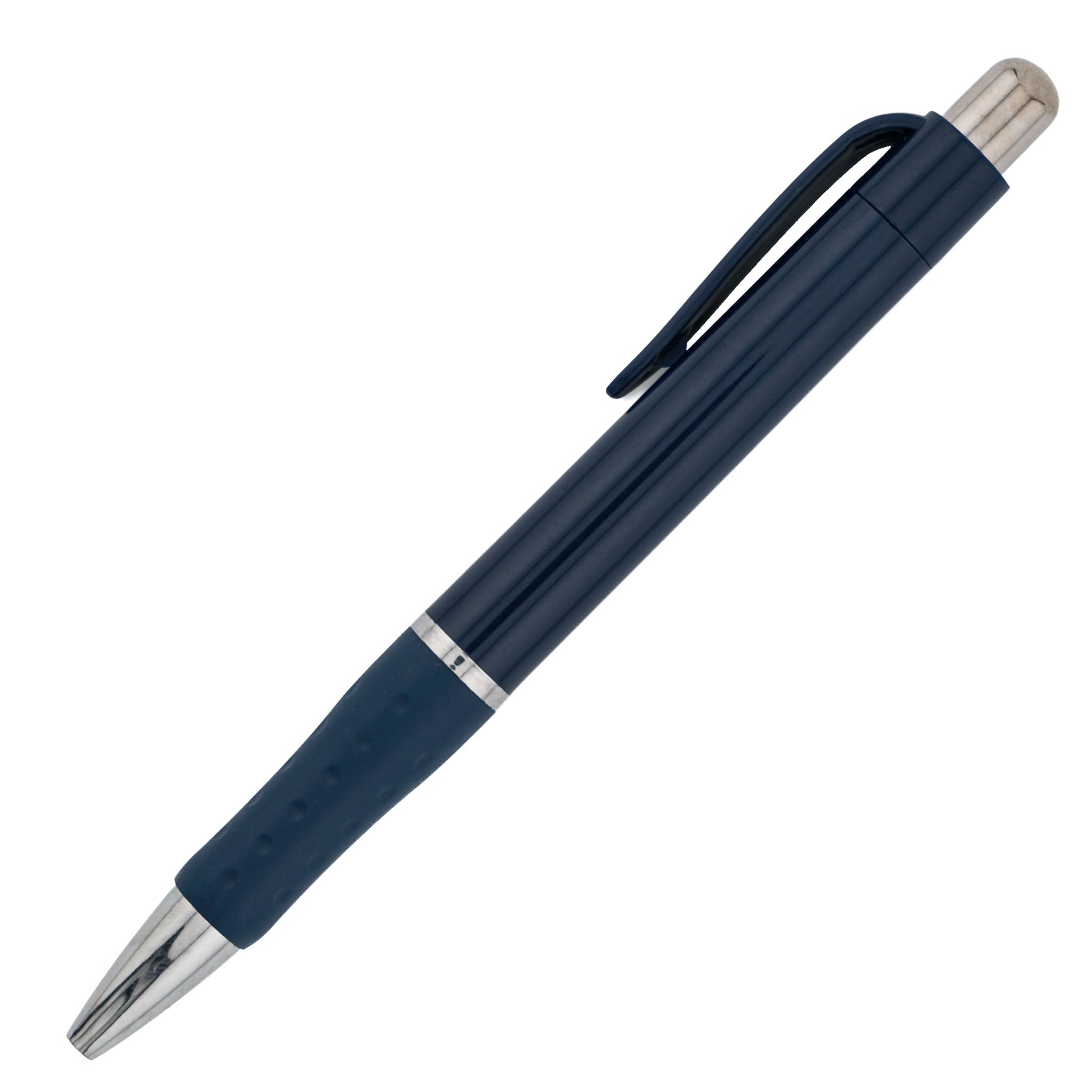 The PensXpress Xpress Odyssey, a blue and silver custom imprint pen with a clip, is shown diagonally on a white background—ideal for conference organizers seeking stylish branded pens.