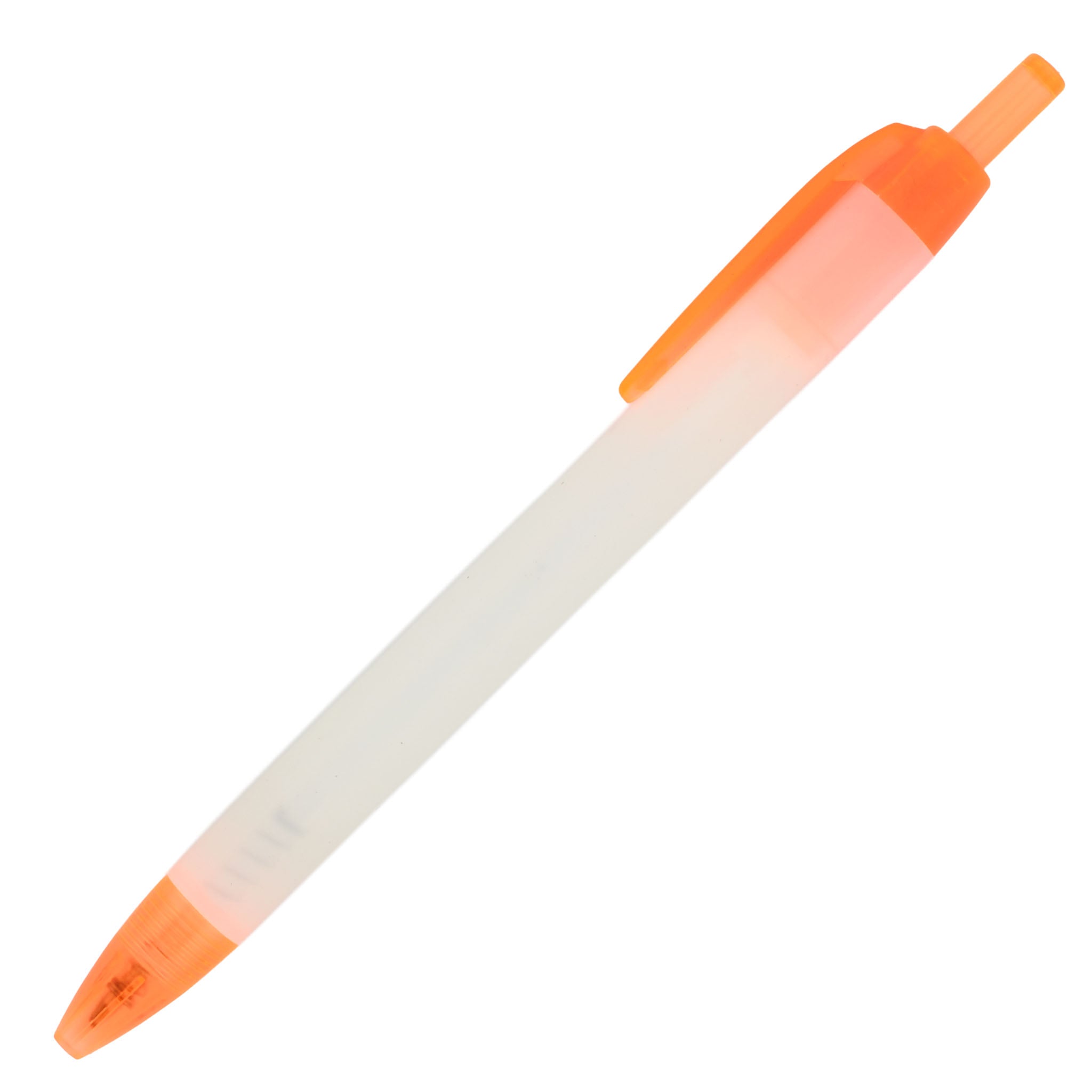 The PensXpress Xpress Streamer features a retractable ballpoint, orange tip, clip, and push button with a translucent white barrel—ideal as custom or promotional pens.